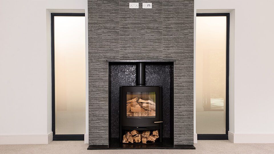 modern fireplace