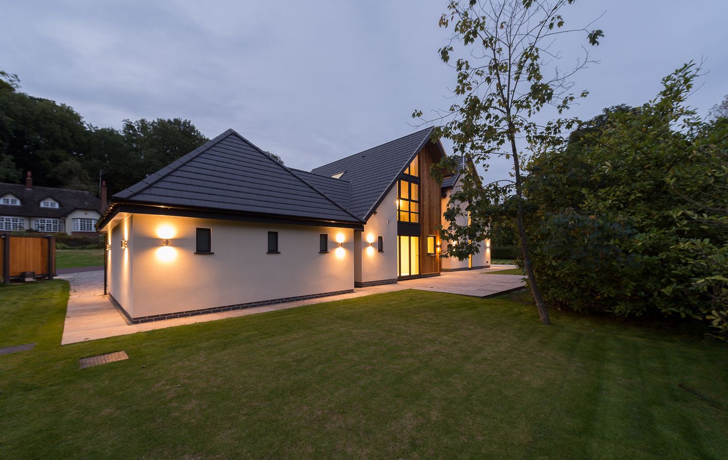 tawnycourt bulcote house back view at night