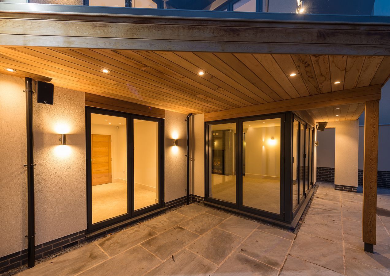 tawnycourt bulcote house backyard entrance view at night
