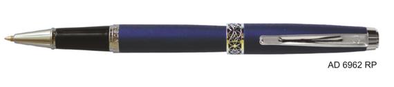 Blue and silver pen with a clip.