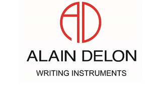 Logo for Alain Delon writing instruments. Red circle with 