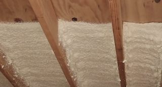 Attic with spray foam insulation installed