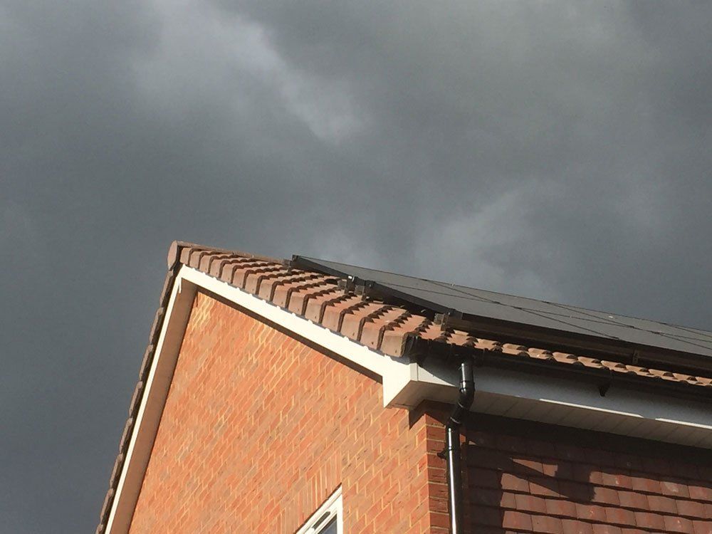house with solar panel view from bottom