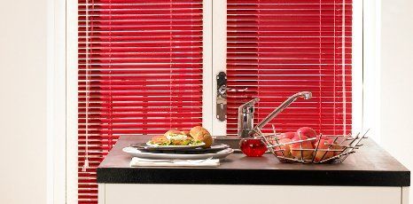 Red Venetian blinds