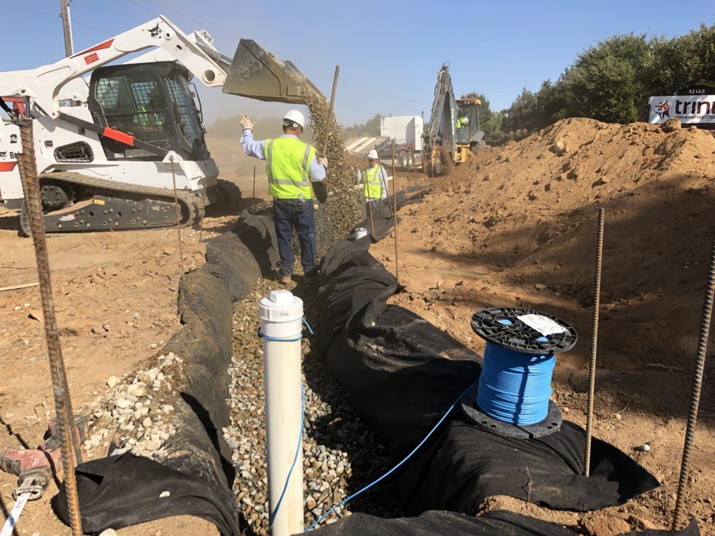 Engineered Leach line being backfilled with rock