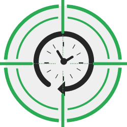 icon of clock with target sign