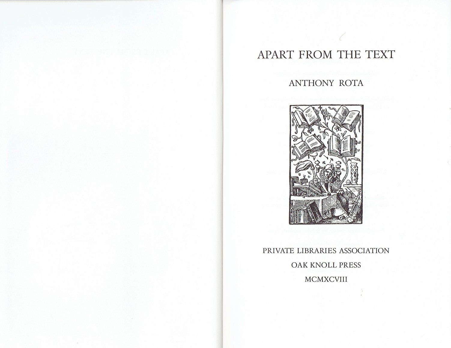A book is open to a page that says `` apart from the text ''.