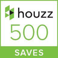 The houzz logo is green and white and says `` houzz saves ''.
