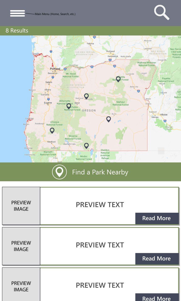 Map of Oregon with park locations, 