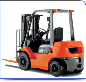 For fork lifts in Birkenhead call Liverlift Forktrucks orange forklift
