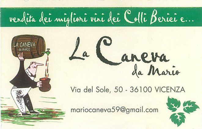 Una vignetta di un uomo che tiene in mano una botte con le parole la caneva da mario sopra