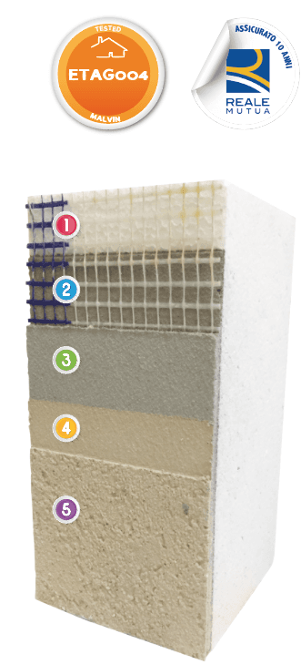 stratigrafia cappotto polistirolo in EPS bianco Stratigraphy coat in white EPS polystyrene