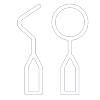 A drawing of a toothbrush and a mirror on a white background.