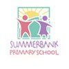 The logo for summerbank primary school is a colorful logo with two people and a sun.
