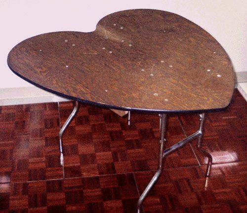 Table - Heart Shaped w/ White Linen & Skirting