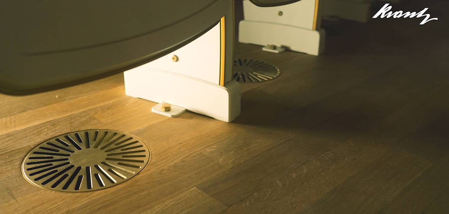 DB-EA floor swirl diffuser. Aluminium or solid brass construction. Radial discharge. By Krantz
