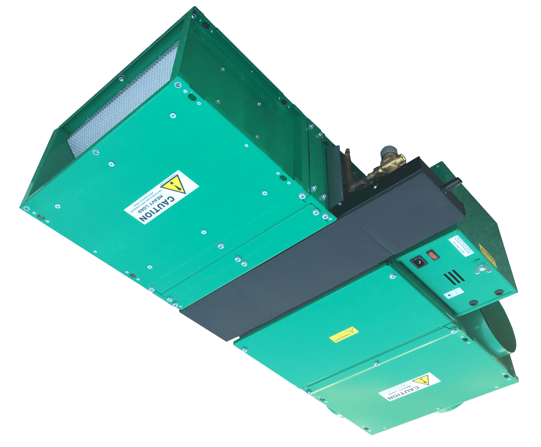 Modular FCU design. Side or bottom filter removal. Inlet & outlet attenuators. Free issue or supply & fit controls. By Caice