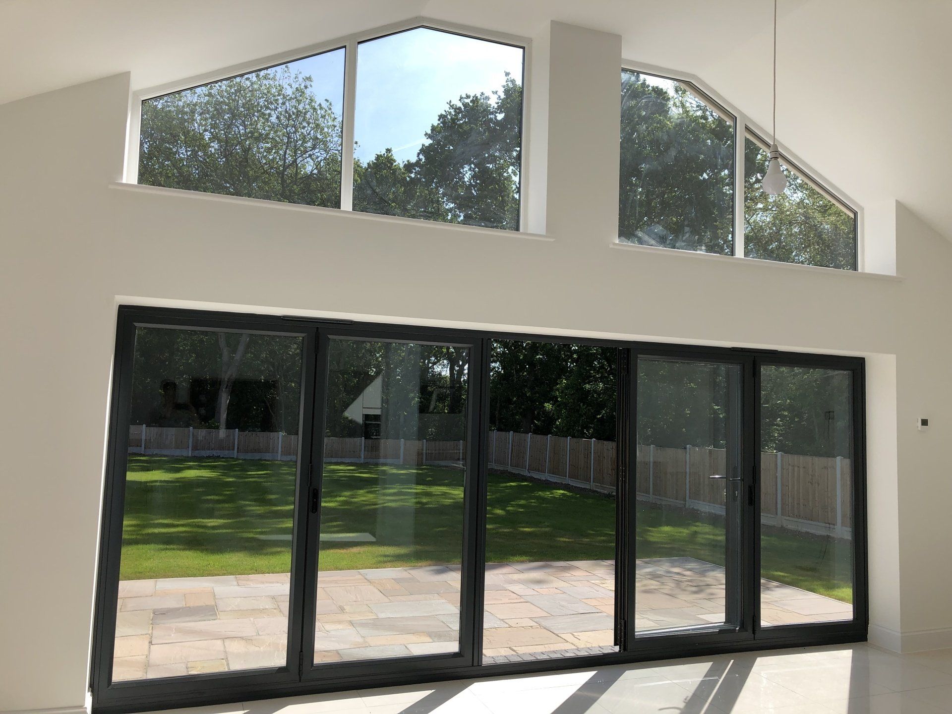 Bi-folding door from inside one panel open