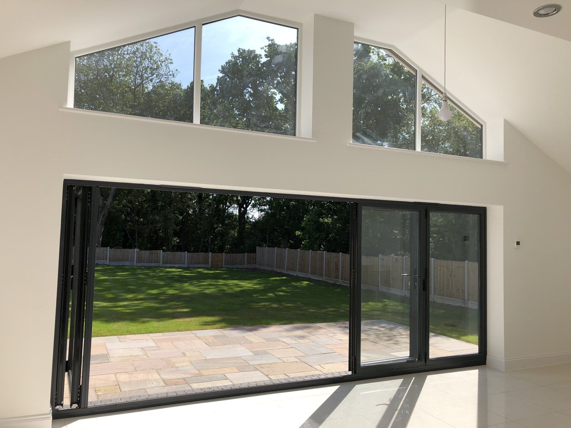 Bi-folding door from inside two panels open