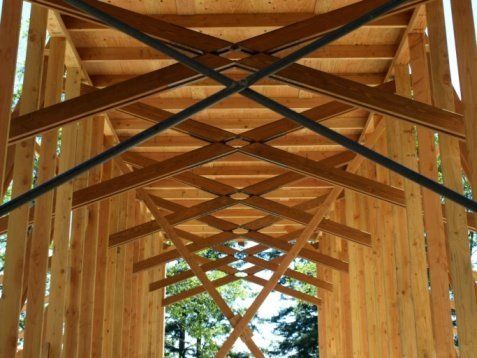 detail shot of truss being put up