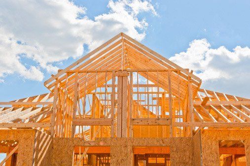 large house framed in its entirety