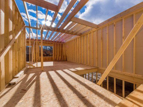 inside view of a house being framed