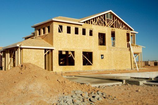 large house after being framed in progress