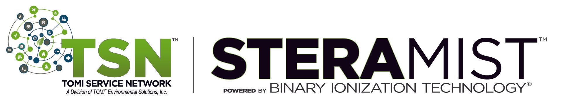 The logo for tsn steramist binary ionization technology