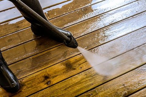 Deep Carpet Cleaning — Cleaner Cleaning Deck Using Pressure Water in Columbus, GA