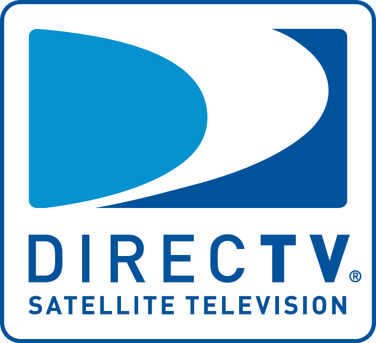 A blue and white logo for directv satellite television
