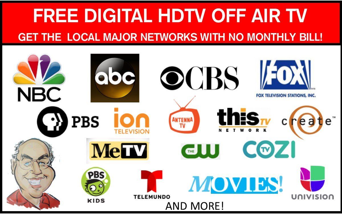 A sign that says free digital hdtv off air tv