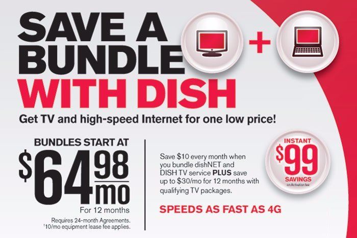 A poster that says save a bundle with dish