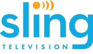 A blue and orange logo for sling television