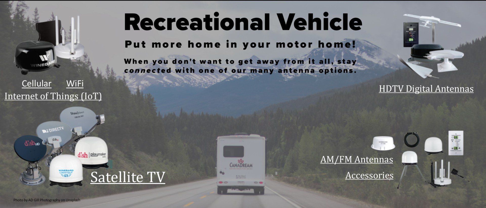 An advertisement for a recreational vehicle that says put more home in your motor home