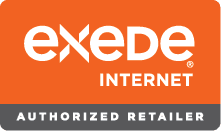 The logo for exede internet is an authorized retailer.