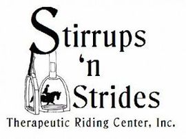 The logo for stirrups 'n strides therapeutic riding center inc.