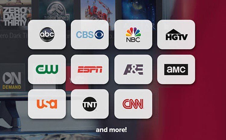 A bunch of tv channels are displayed on a screen