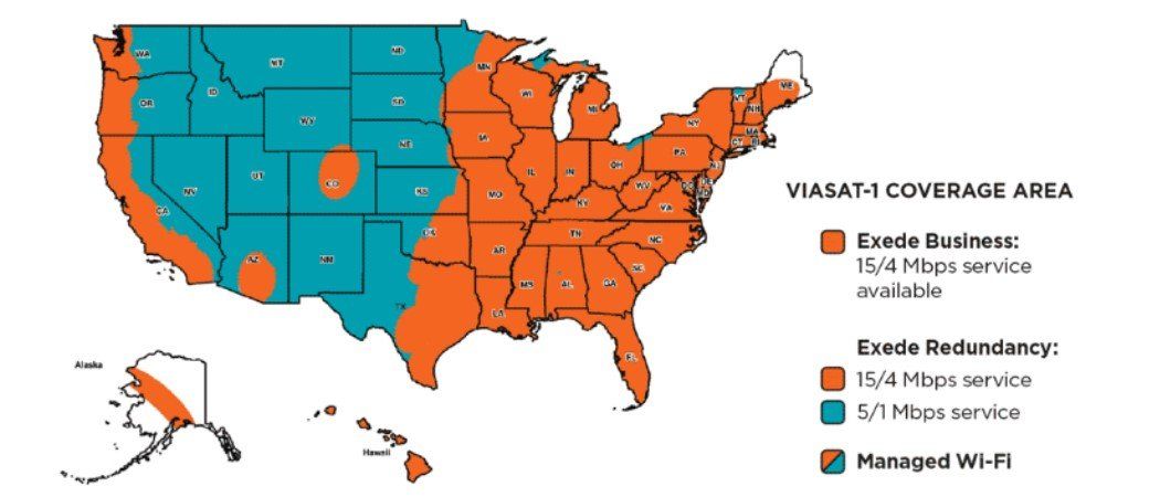 A map of the united states showing the coverage area