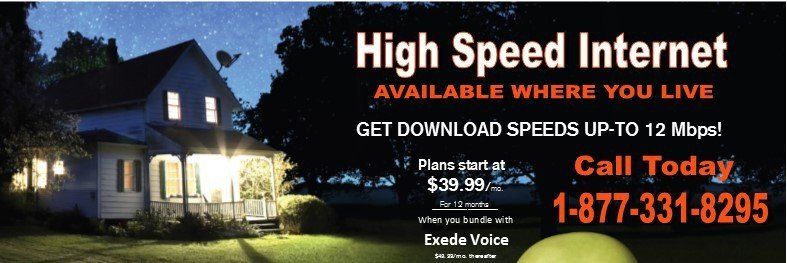 An advertisement for high speed internet with a house in the background
