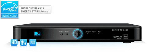 A directv hd receiver is sitting on a white surface