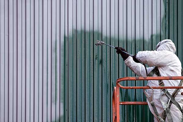 A commercial painter on duty