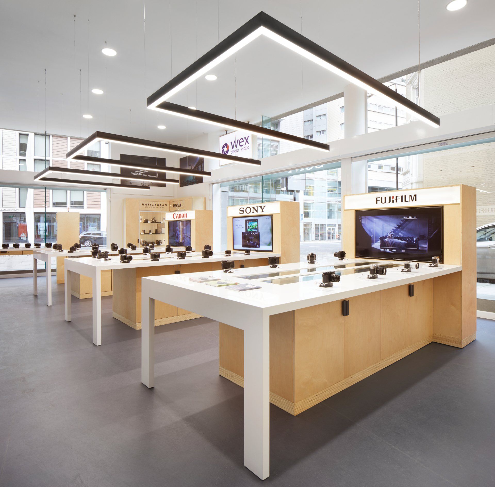 interior design and product display of photographic retail store in central london