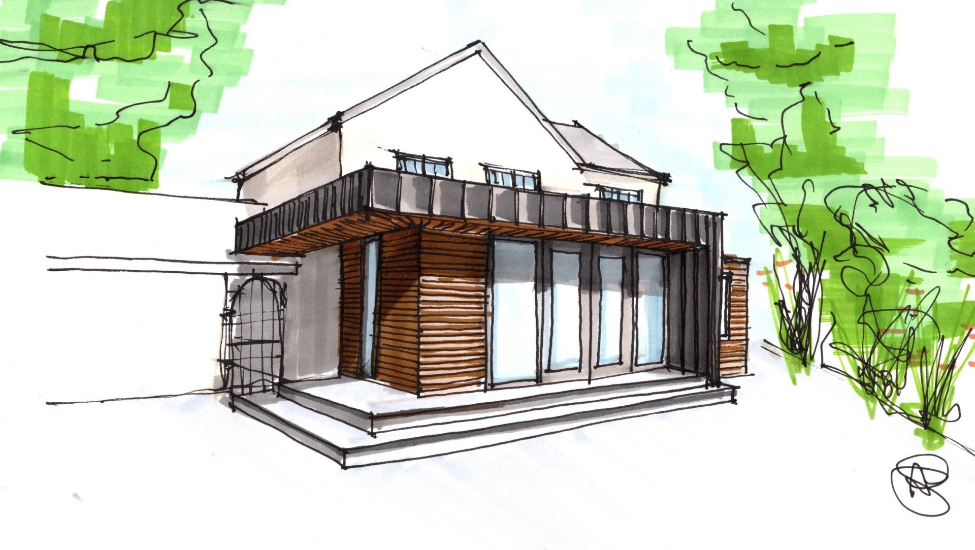 A contemporary extension to replace conservatory on detached house