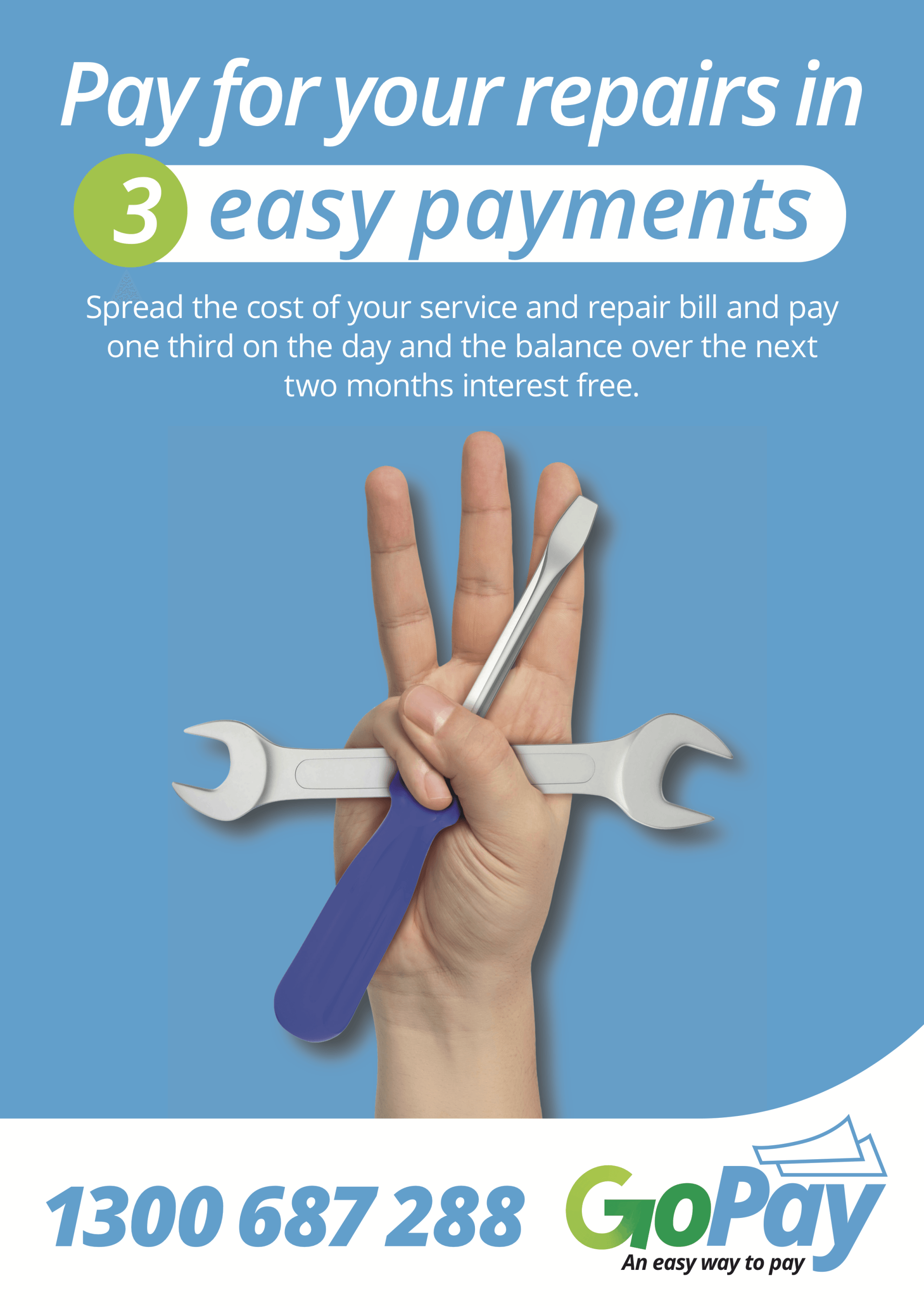 A hand is holding a wrench and a screwdriver.