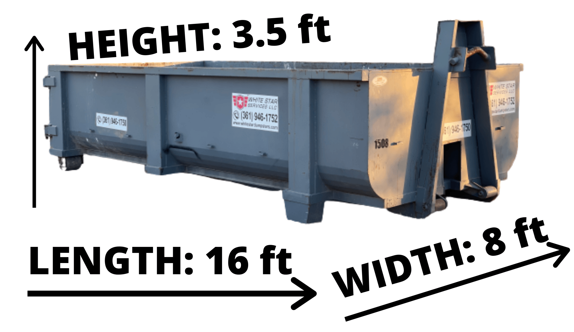 Fifteen Cubic Yard Dumpster — Corpus Christi, TX — White Star Services LLC Fifteen Cubic Yard Dumpster — Corpus Christi, TX — White Star Services LLC