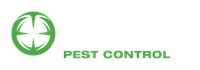 A green and white logo for a pest control company.