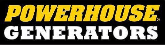 Logo pour Powerhouse Generators. Texte jaune sur fond noir.