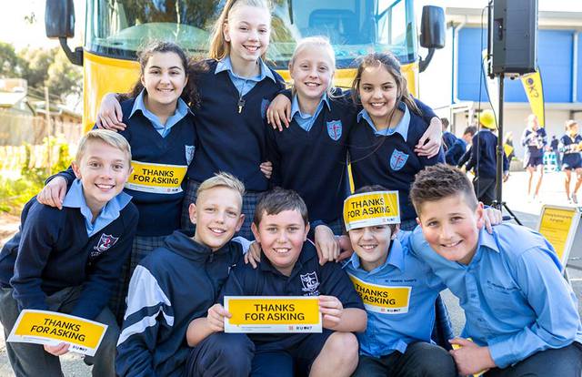 Group of School children holding R U OK? Signs