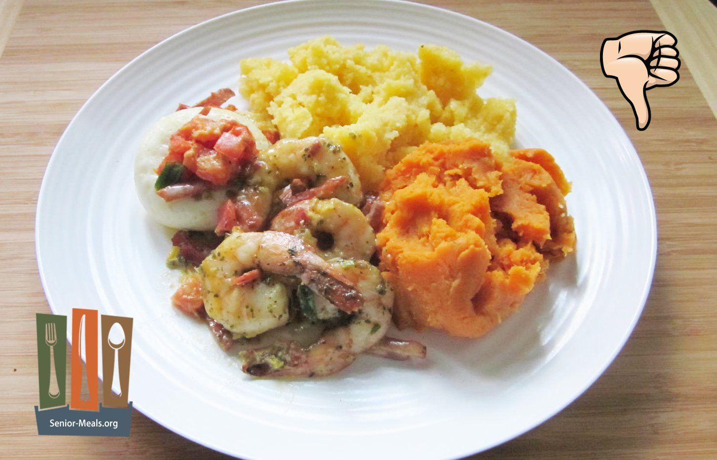 Click to Enlarge Fisherman's Shrimp and Egg Breakfast with Grits and Sweet Potato Hash