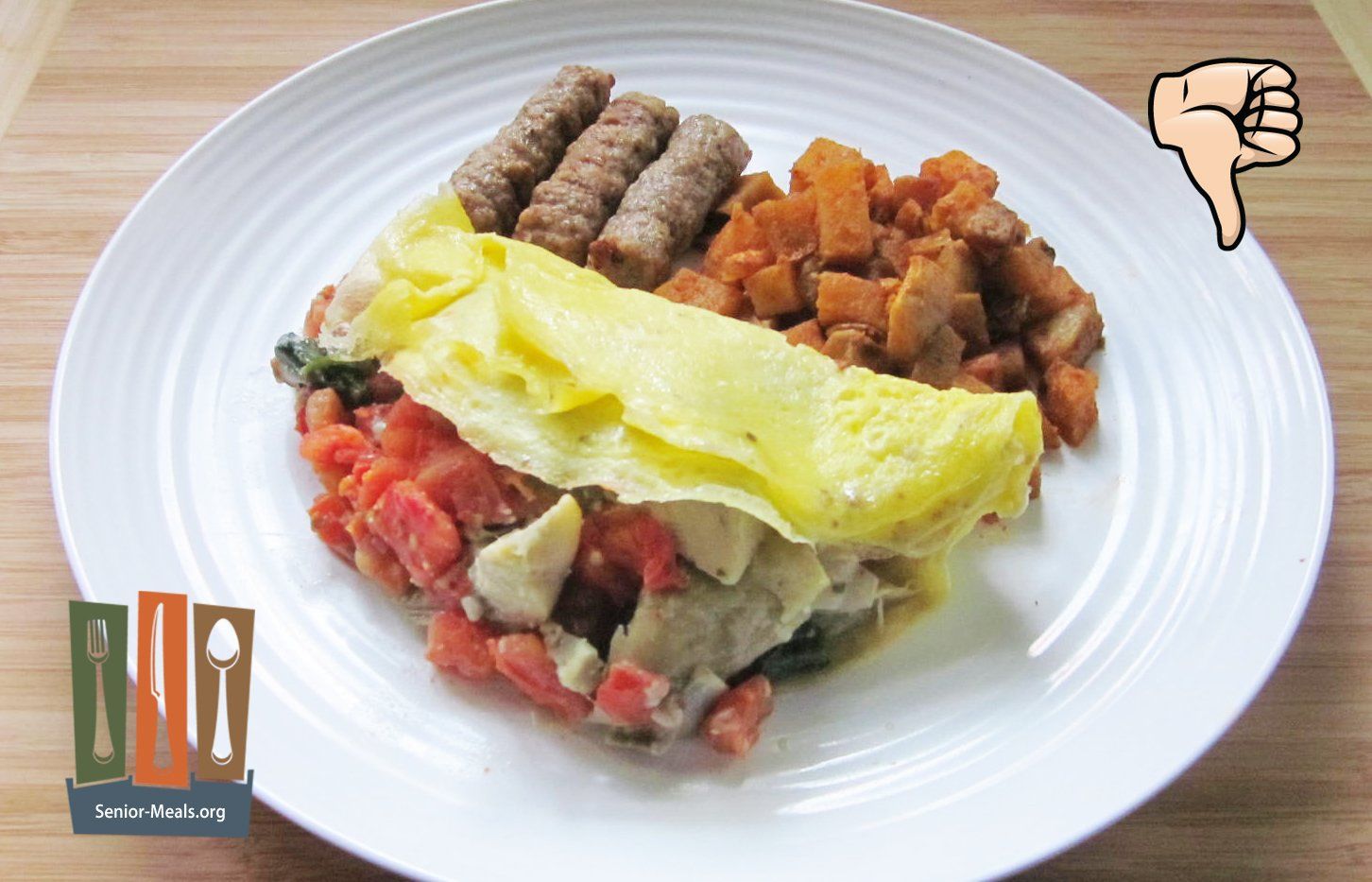 Click to Enlarge Tuscan Omelet with Breakfast Potatoes and Maple Chicken Sausage